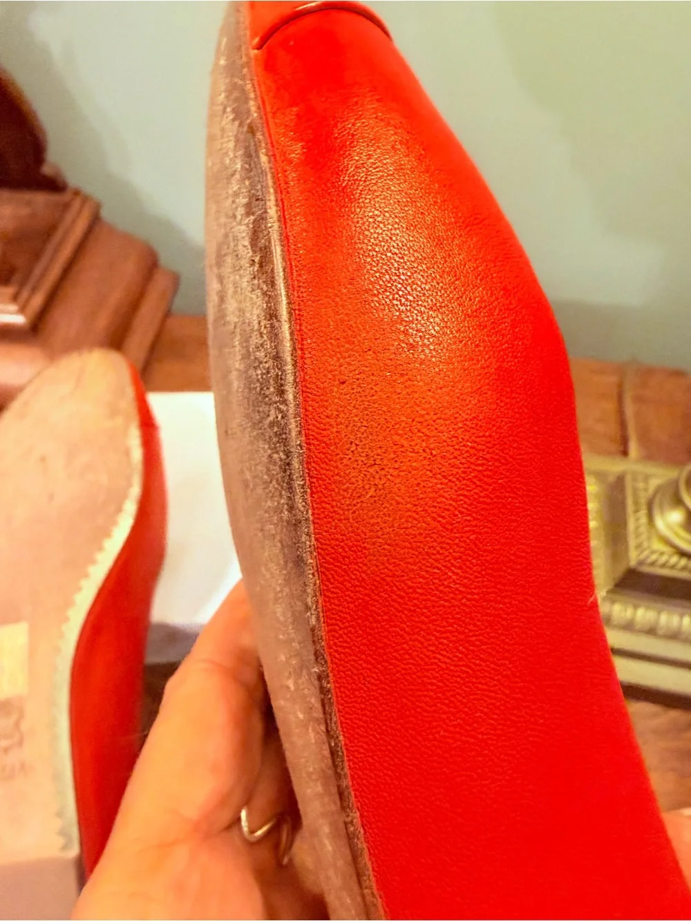 Tory Burch Chelsea Red Patent Leather Cap-Toe Gold Logo Ballet Flats Size 8.5